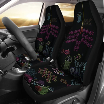 Geometric School Of Fish Fishing Car Seat Covers 182417 - YourCarButBetter