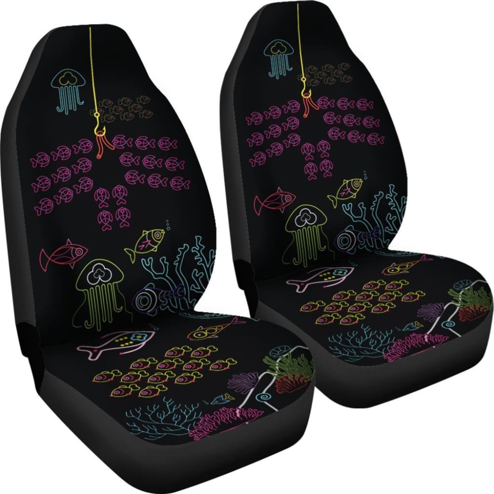 Geometric School Of Fish Fishing Car Seat Covers 182417 - YourCarButBetter