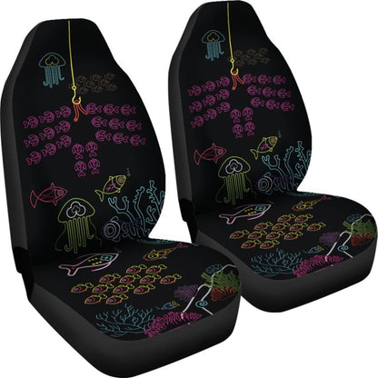 Geometric School Of Fish Fishing Car Seat Covers 182417 - YourCarButBetter