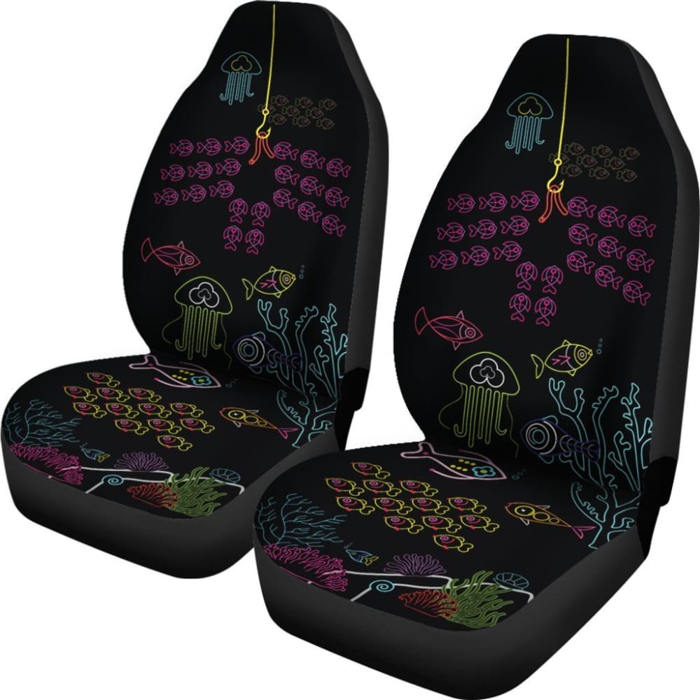 Geometric School Of Fish Fishing Car Seat Covers 182417 - YourCarButBetter