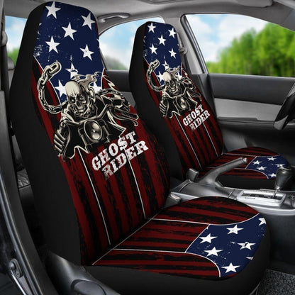 Ghost Rider Car Seat Covers American Flag Background 094209 - YourCarButBetter