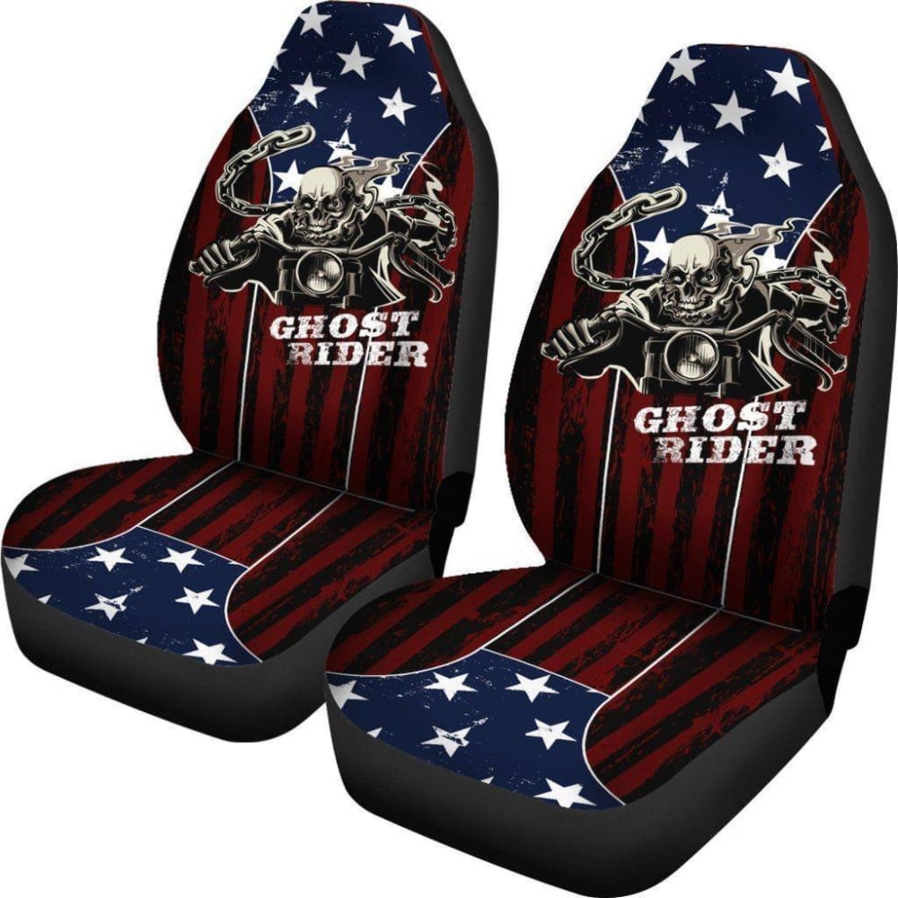 Ghost Rider Car Seat Covers American Flag Background 094209 - YourCarButBetter