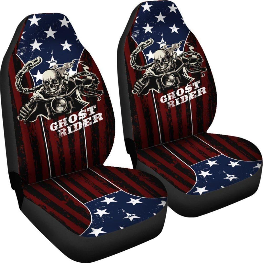 Ghost Rider Car Seat Covers American Flag Background 094209 - YourCarButBetter