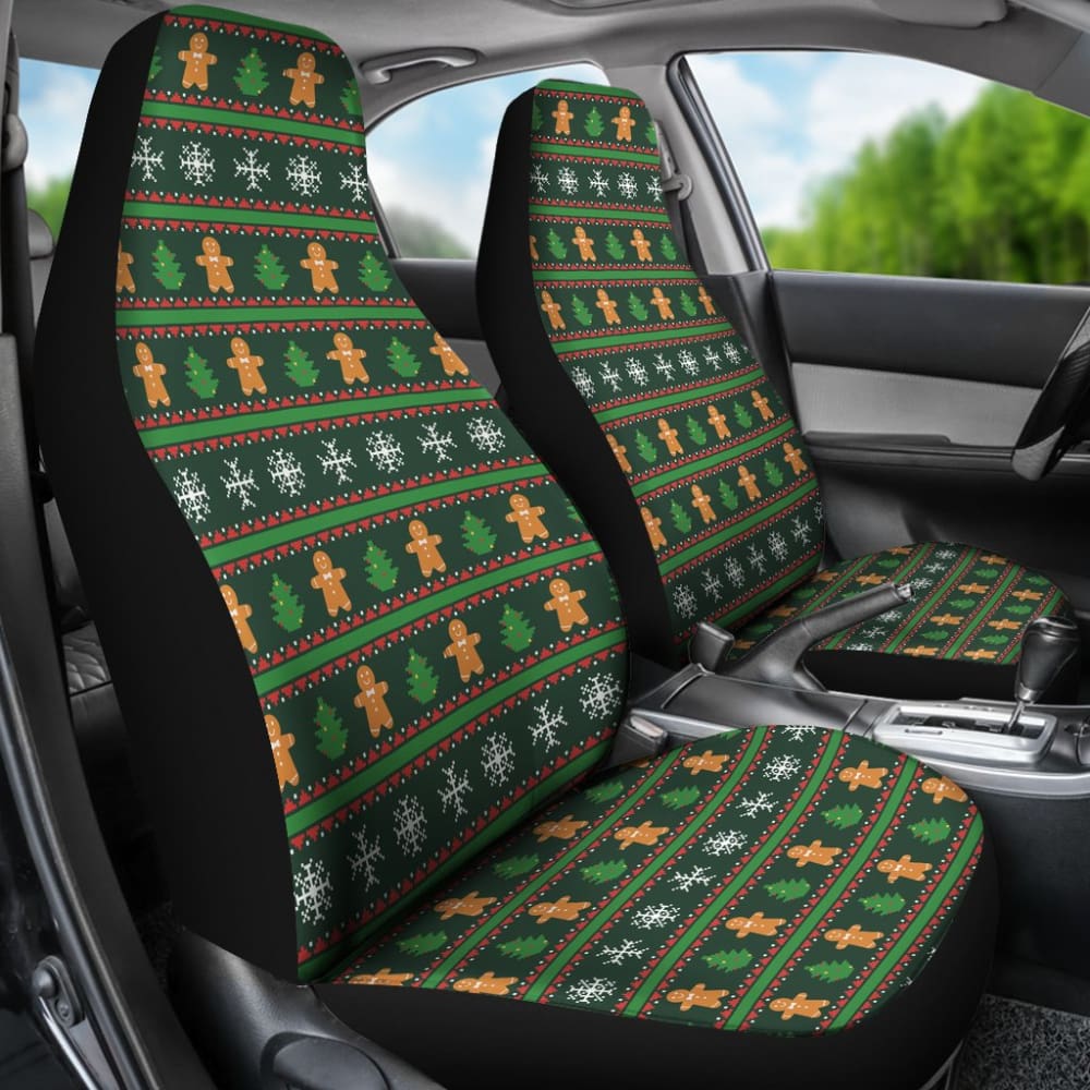 Gingerbread Man Chirstmas Pattern Print Car Seat Covers 211201 - YourCarButBetter
