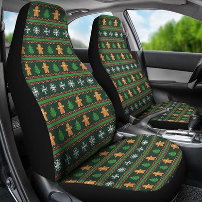 Gingerbread Man Chirstmas Pattern Print Car Seat Covers 211201 - YourCarButBetter