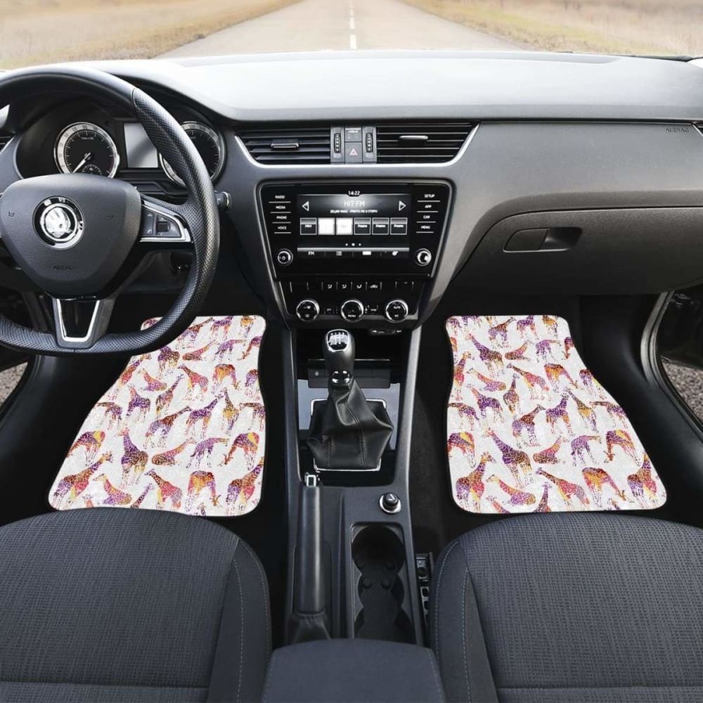 Giraffe Pattern Print Design 02 Front And Back Car Mats 102802 - YourCarButBetter