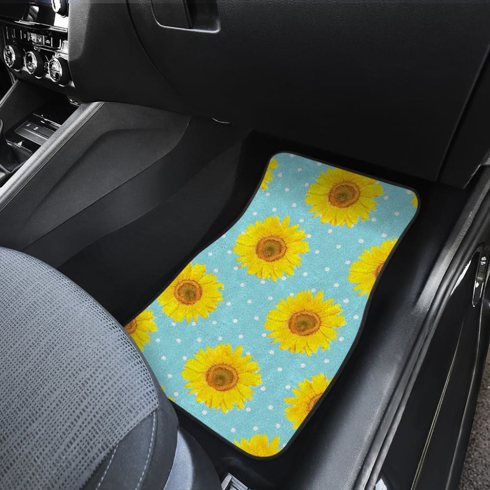 Girly Burlap Design With Sunflower Pattern Car Floor Mats 211406 - YourCarButBetter