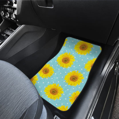 Girly Burlap Design With Sunflower Pattern Car Floor Mats 211406 - YourCarButBetter