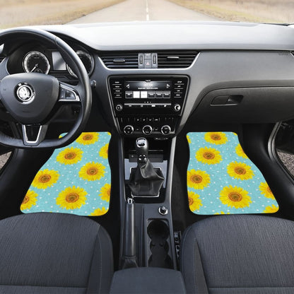 Girly Burlap Design With Sunflower Pattern Car Floor Mats 211406 - YourCarButBetter