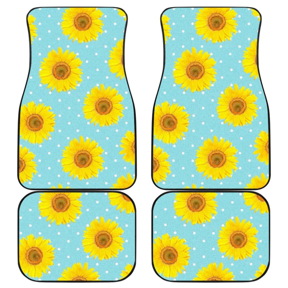 Girly Burlap Design With Sunflower Pattern Car Floor Mats 211406 - YourCarButBetter