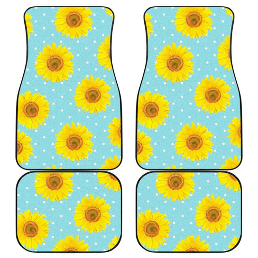 Girly Burlap Design With Sunflower Pattern Car Floor Mats 211406 - YourCarButBetter