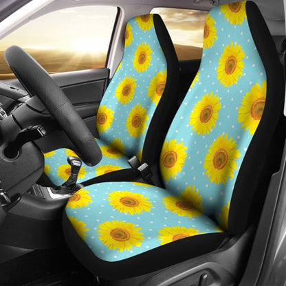 Girly Burlap Design With Sunflower Pattern Car Seat Covers 211406 - YourCarButBetter