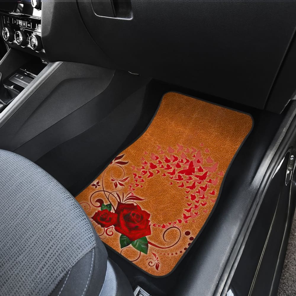 Girly Flower Rose and Butterfly Car Floor Mats 210902