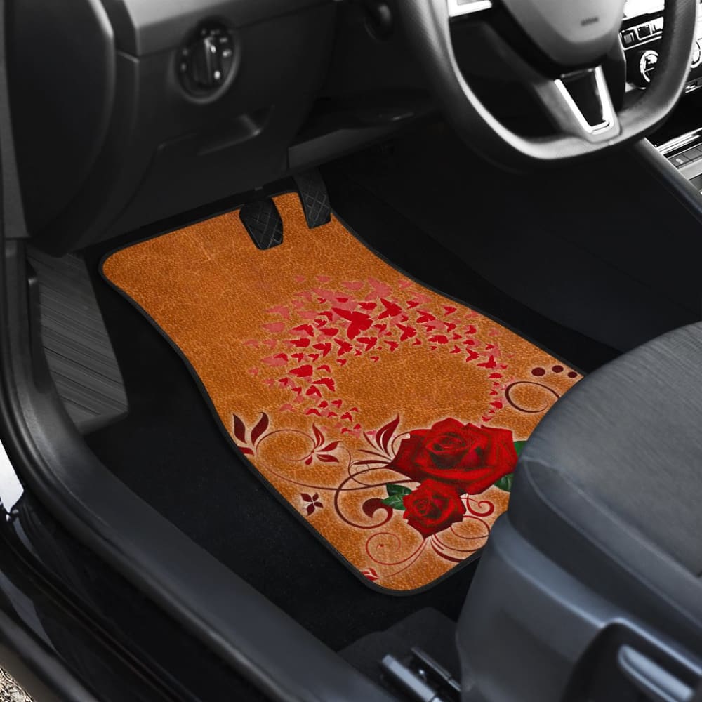 Girly Flower Rose and Butterfly Car Floor Mats 210902