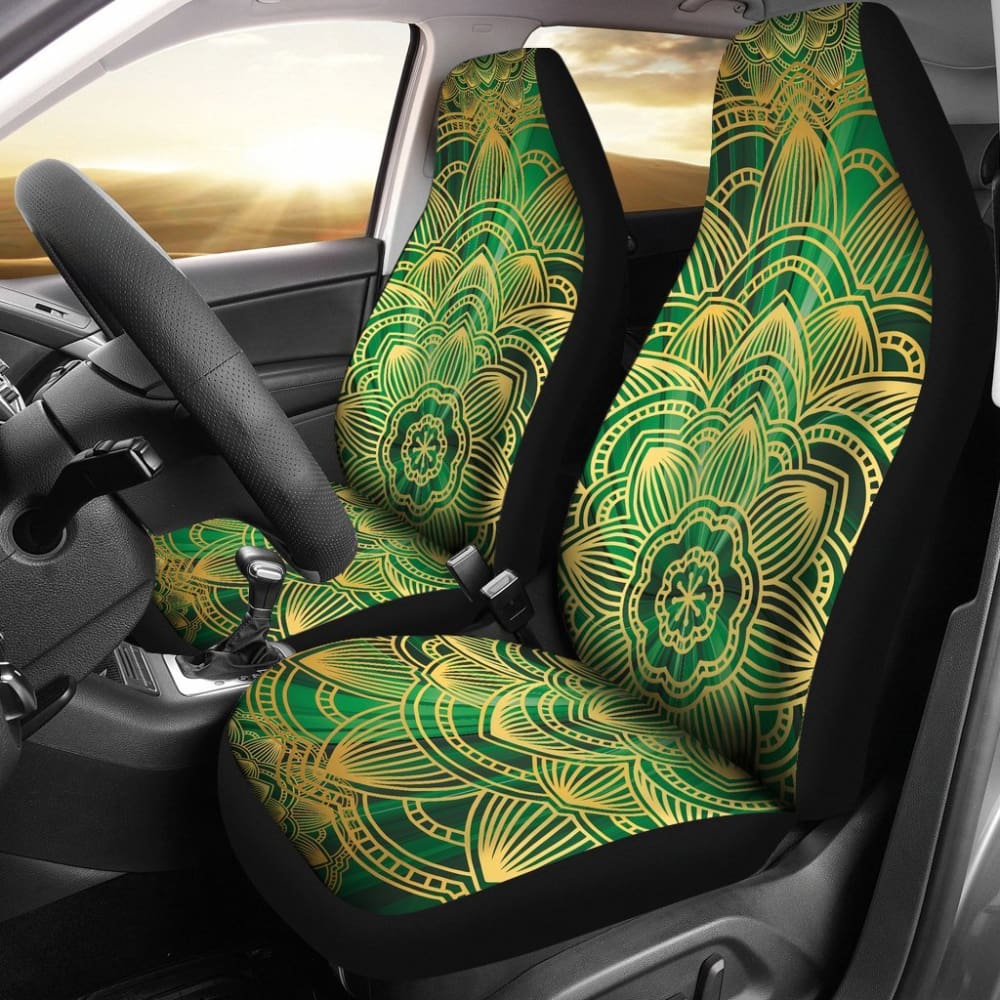 Glamour Green Mandala Car Seat Covers 093223 - YourCarButBetter