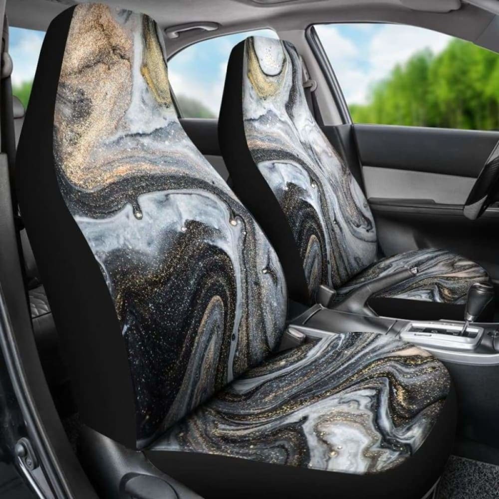 Gold & Brown Marble Print Car Seat Covers 110424 - YourCarButBetter