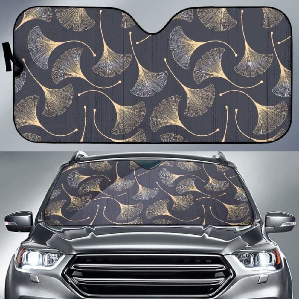 Gold Ginkgo Leaves Car Auto Sun Shades 182102 - YourCarButBetter