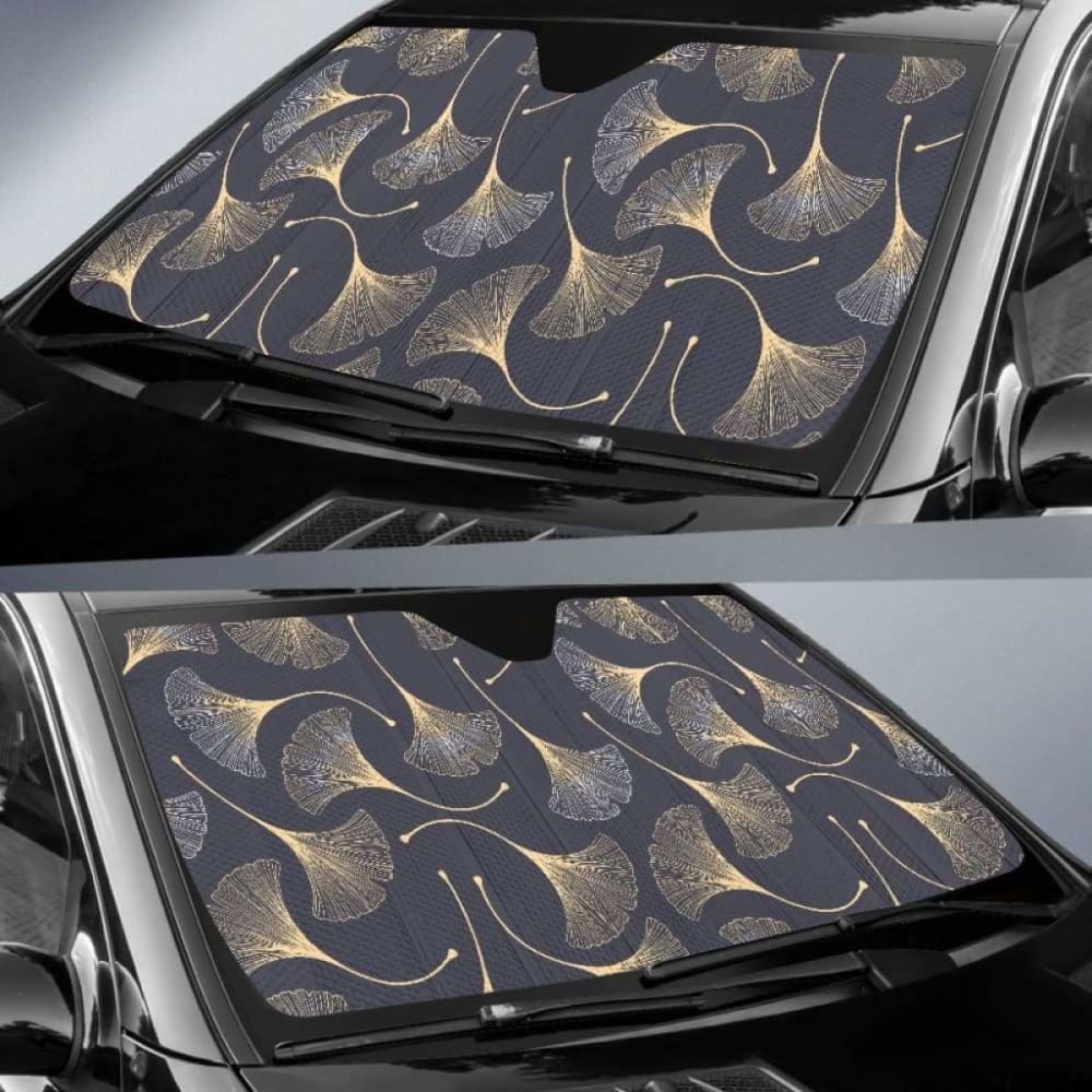 Gold Ginkgo Leaves Car Auto Sun Shades 182102 - YourCarButBetter