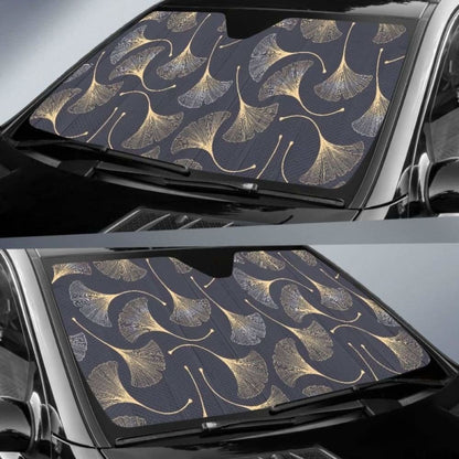 Gold Ginkgo Leaves Car Auto Sun Shades 182102 - YourCarButBetter