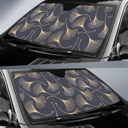 Gold Ginkgo Leaves Car Auto Sun Shades 182102 - YourCarButBetter