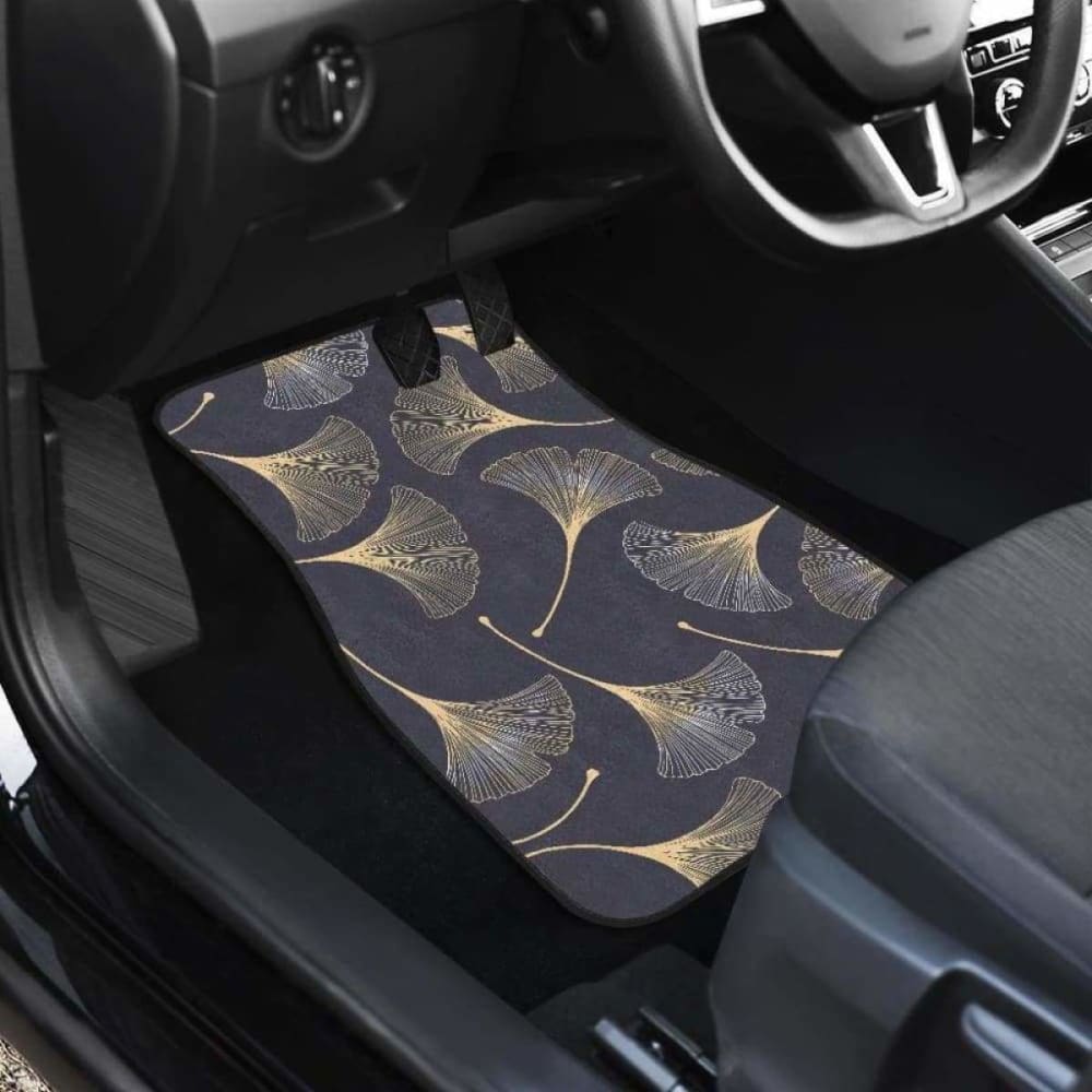 Gold Ginkgo Leaves Front And Back Car Mats 174914 - YourCarButBetter