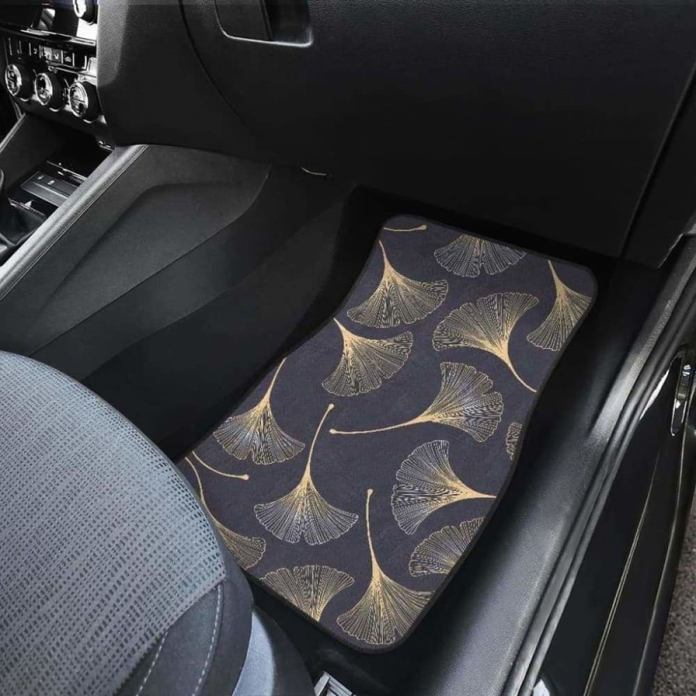 Gold Ginkgo Leaves Front And Back Car Mats 174914 - YourCarButBetter