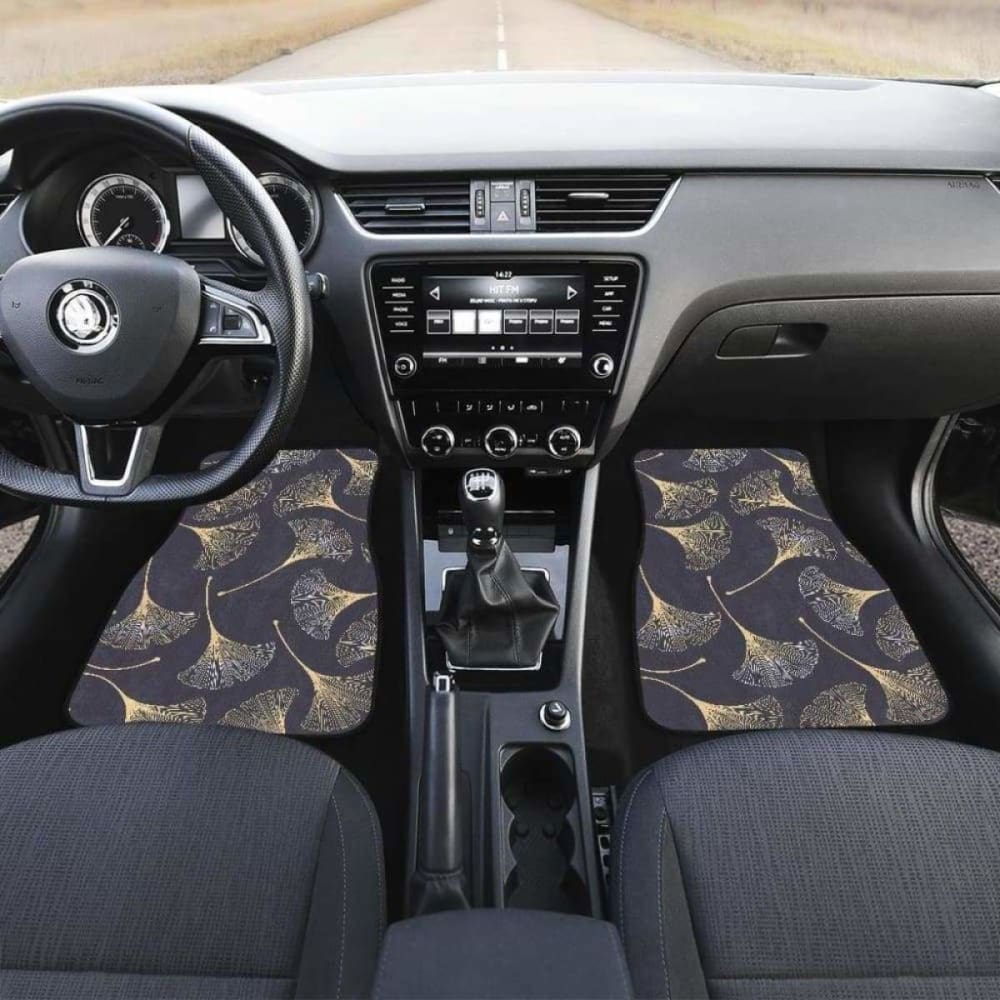 Gold Ginkgo Leaves Front And Back Car Mats 174914 - YourCarButBetter