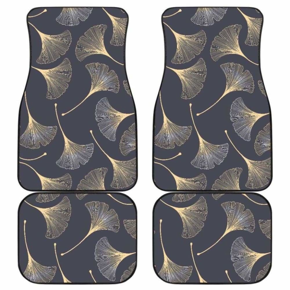 Gold Ginkgo Leaves Front And Back Car Mats 174914 - YourCarButBetter
