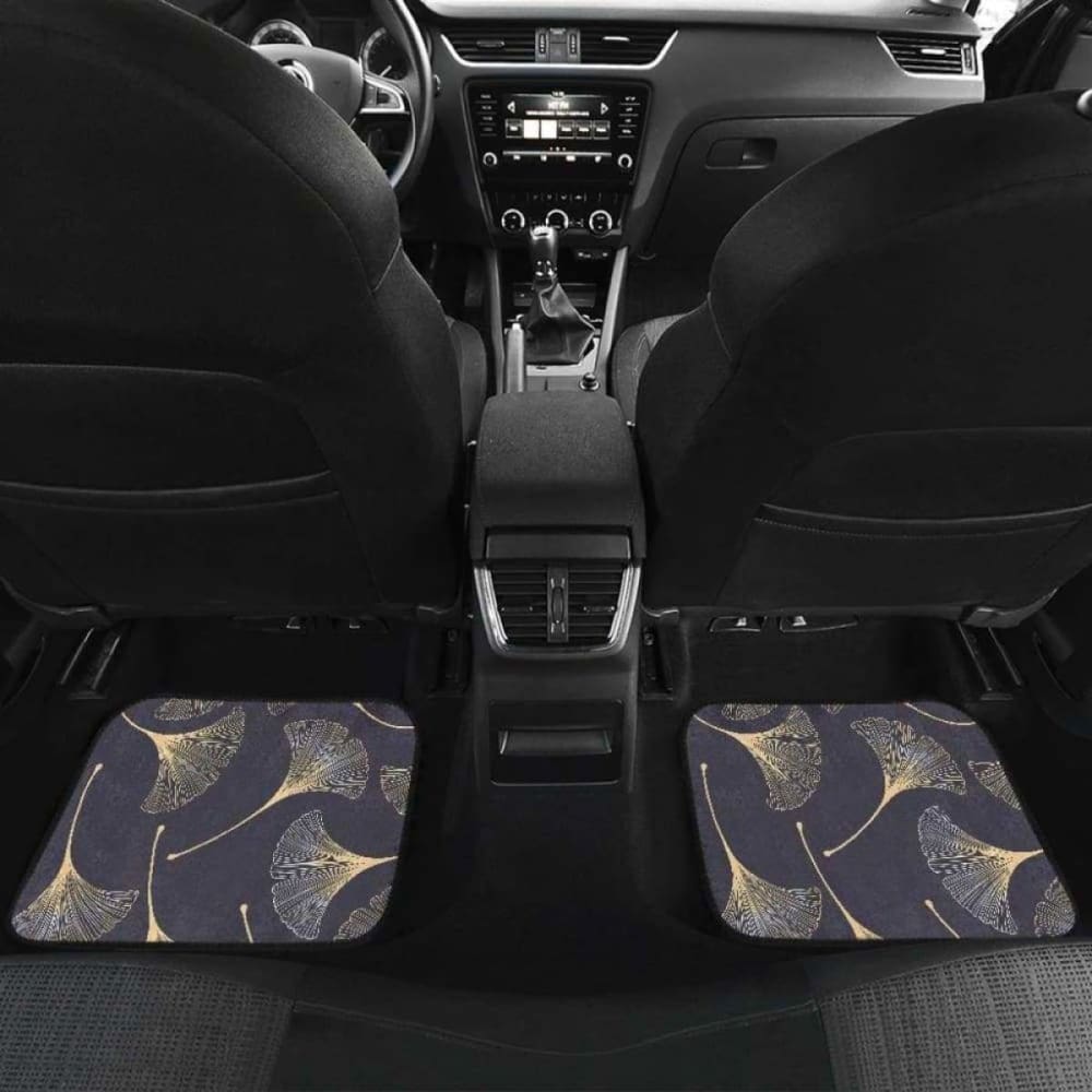 Gold Ginkgo Leaves Front And Back Car Mats 174914 - YourCarButBetter