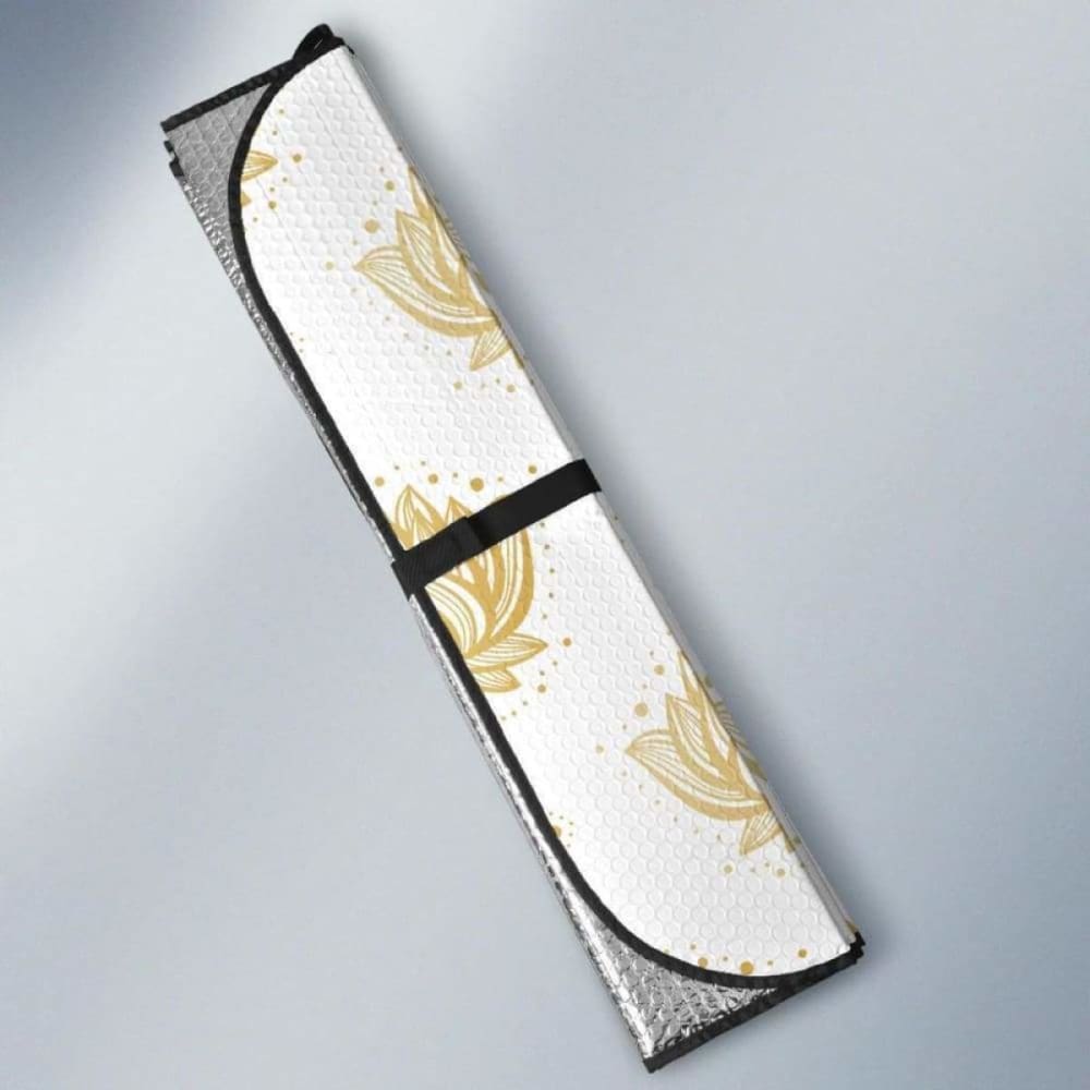 Gold Ornamental Lotue Waterlily Symbol Pattern Car Auto Sun Shades 460402 - YourCarButBetter