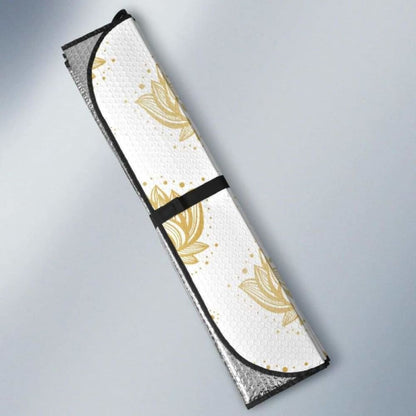 Gold Ornamental Lotue Waterlily Symbol Pattern Car Auto Sun Shades 460402 - YourCarButBetter