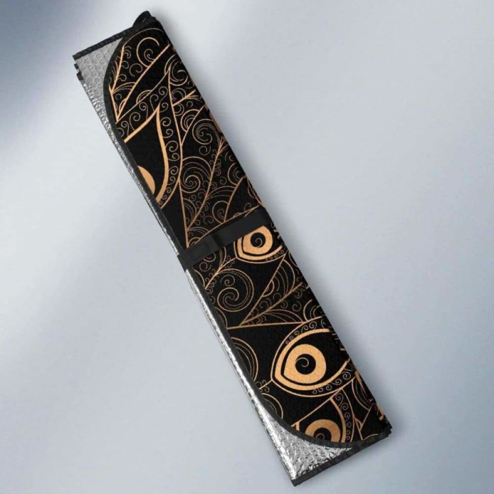 Gold Peacock Feather Pattern Car Auto Sun Shades 085424 - YourCarButBetter