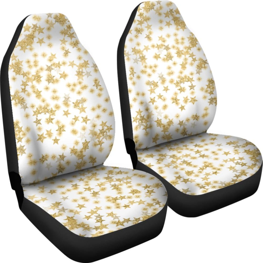 Gold Stars On White Car Seat Covers 101819 - YourCarButBetter