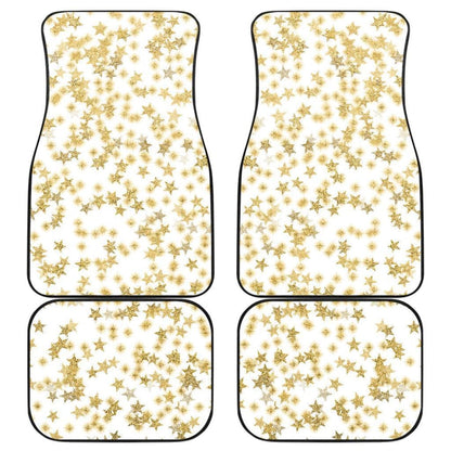 Gold Stars On White Front And Back Car Mats 101819 - YourCarButBetter