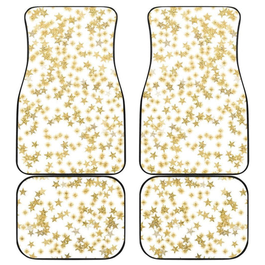 Gold Stars On White Front And Back Car Mats 101819 - YourCarButBetter