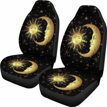 Gold Sun Moon Car Seat Cover 161012