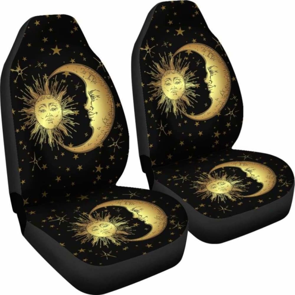 Gold Sun Moon Car Seat Cover 161012