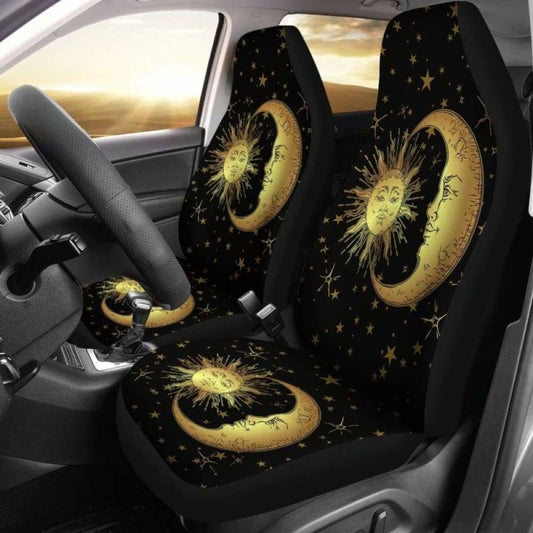 Gold Sun Moon Car Seat Cover 161012