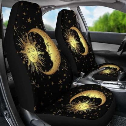 Gold Sun Moon Car Seat Cover 161012