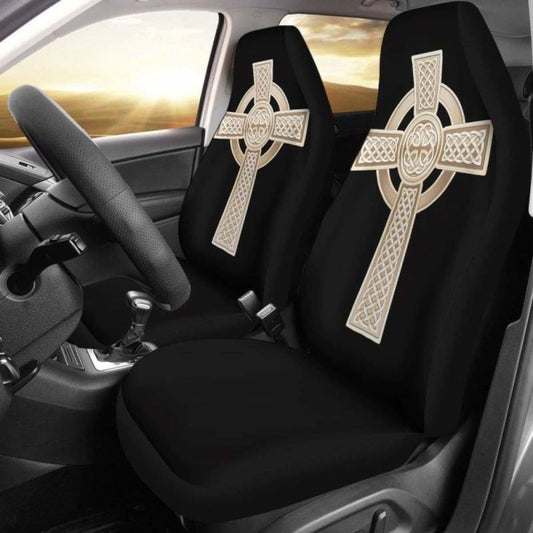 Golden Celtic Cross Car Seat Covers Amazing 160905