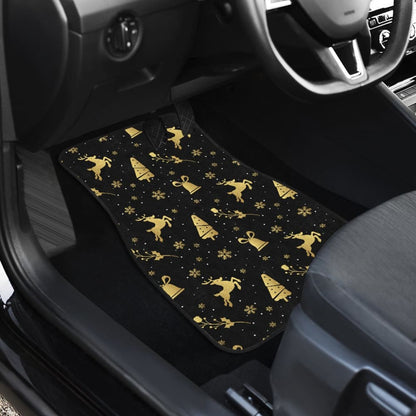 Golden Christmas Reindeer And Snowflake Car Floor Mats 210601 - YourCarButBetter