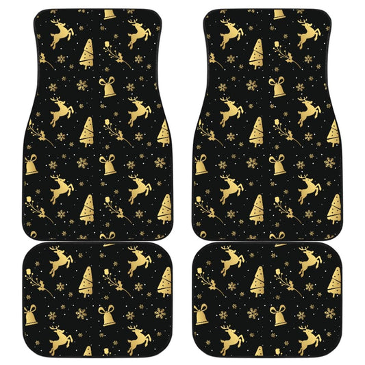 Golden Christmas Reindeer And Snowflake Car Floor Mats 210601 - YourCarButBetter