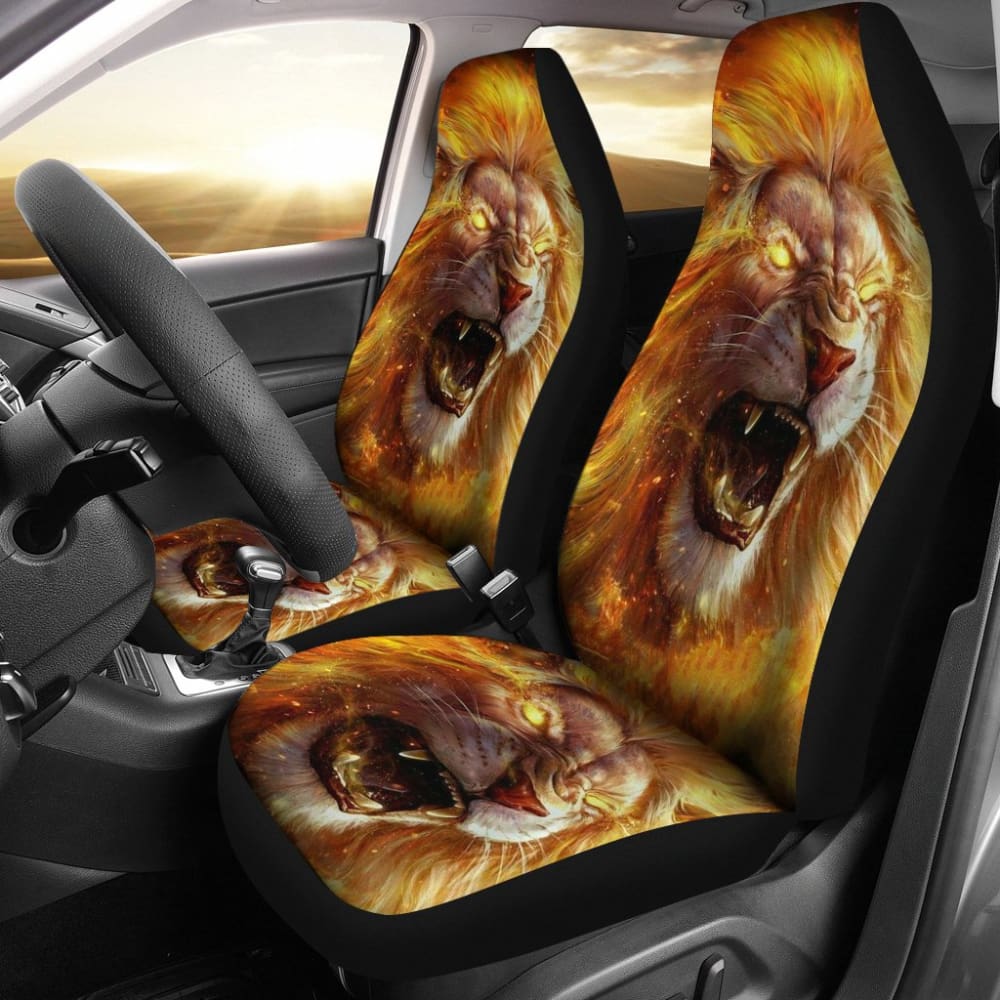 Golden Fire Eyes Lion Car Seat Covers 211102