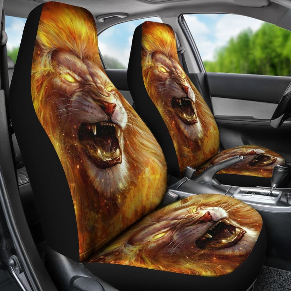 Golden Fire Eyes Lion Car Seat Covers 211102