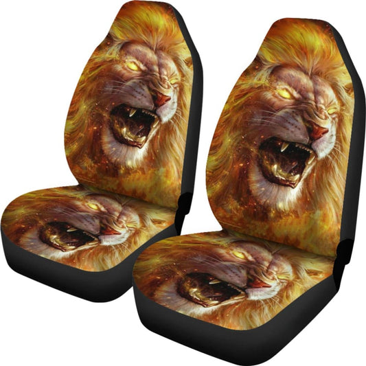 Golden Fire Eyes Lion Car Seat Covers 211102