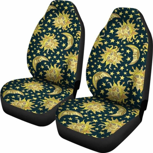 Golden Sun & Moon Car Seat Covers 161012
