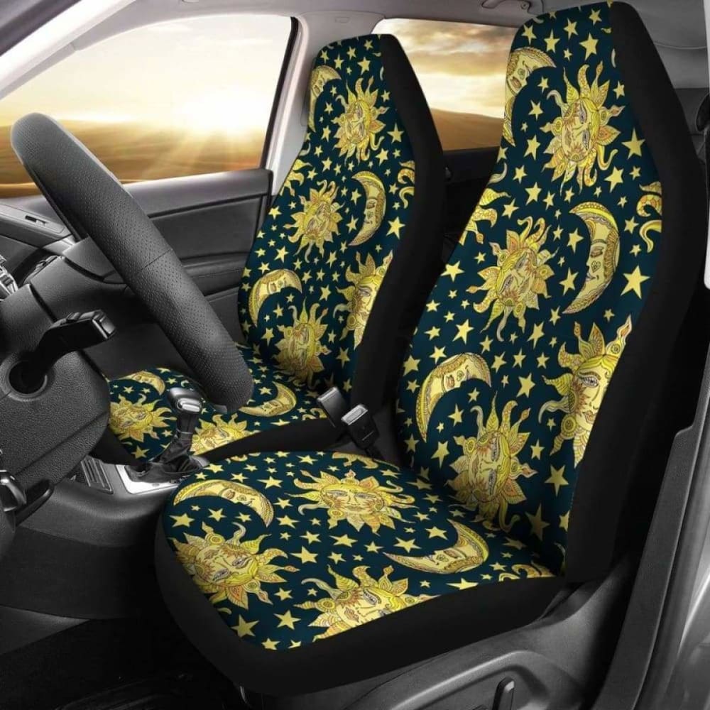 Golden Sun & Moon Car Seat Covers 161012