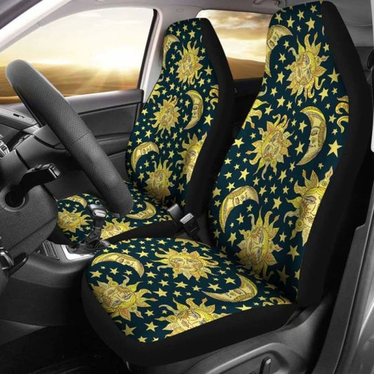Golden Sun & Moon Car Seat Covers 161012