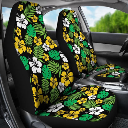 Golden Yellow Hibiscus Flower Car Seat Covers In Hawaiian Tropical Pattern 101819 - YourCarButBetter
