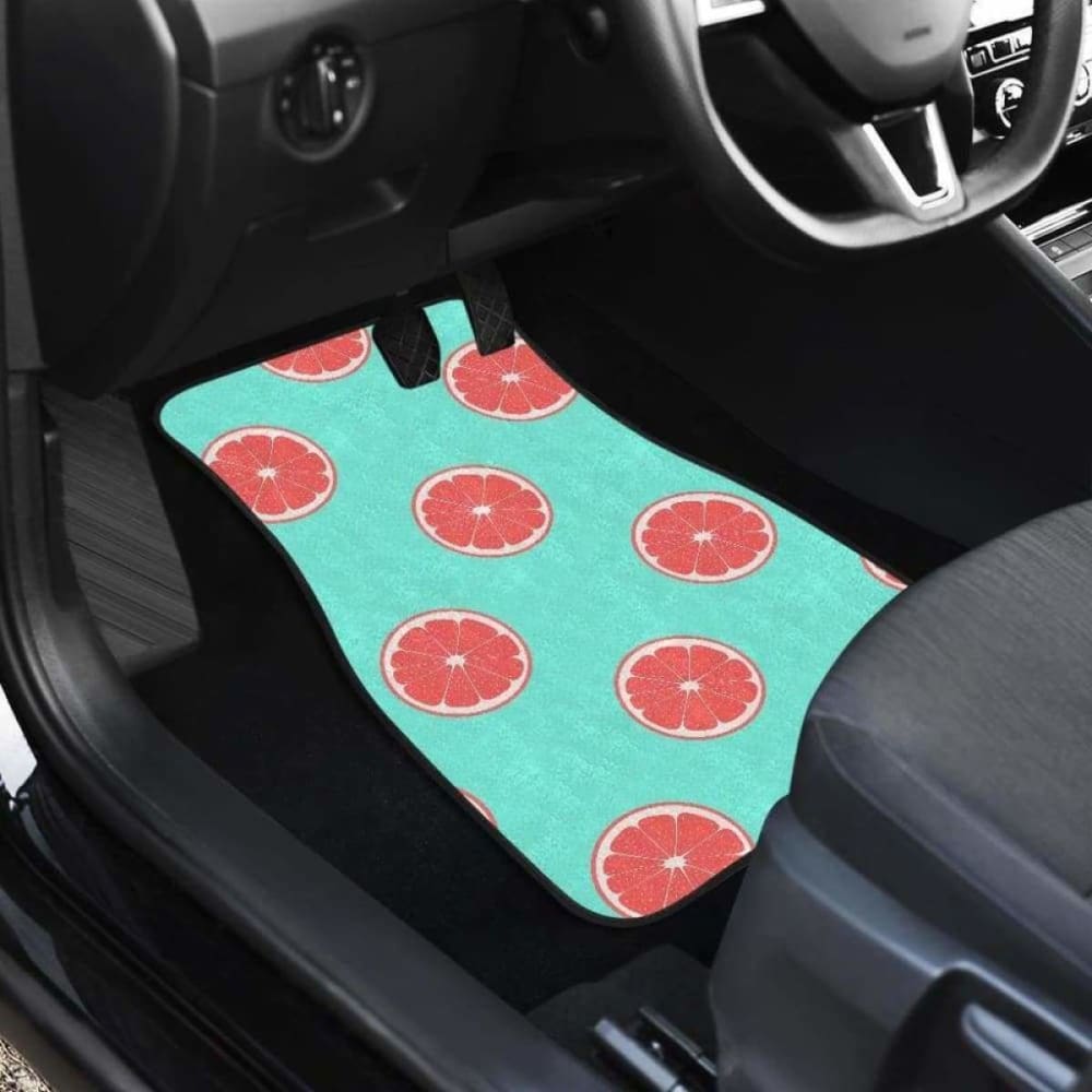 Grapefruit Green Background Front And Back Car Mats 174914 - YourCarButBetter